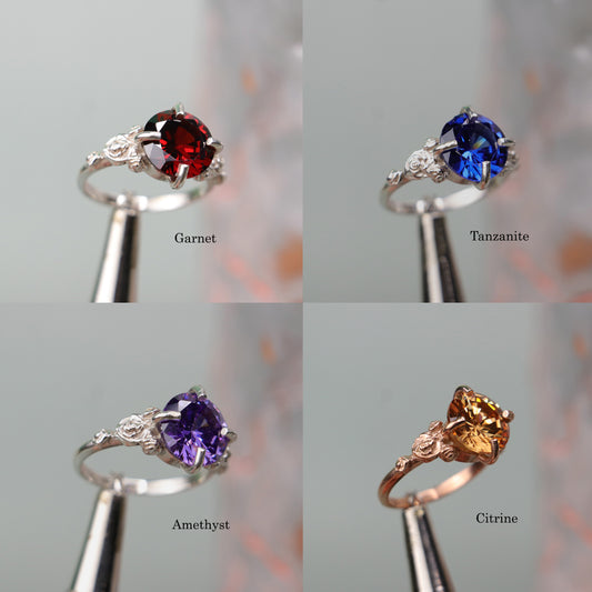 Crystal Ball 925 Silver Flower Ring