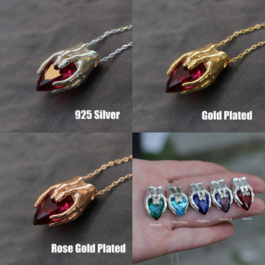 Drop Garnet Palm 925 Silver Necklace