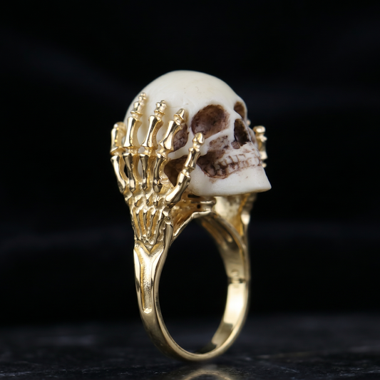 Skull Skeleton Hands 925 Silver Men's Ring