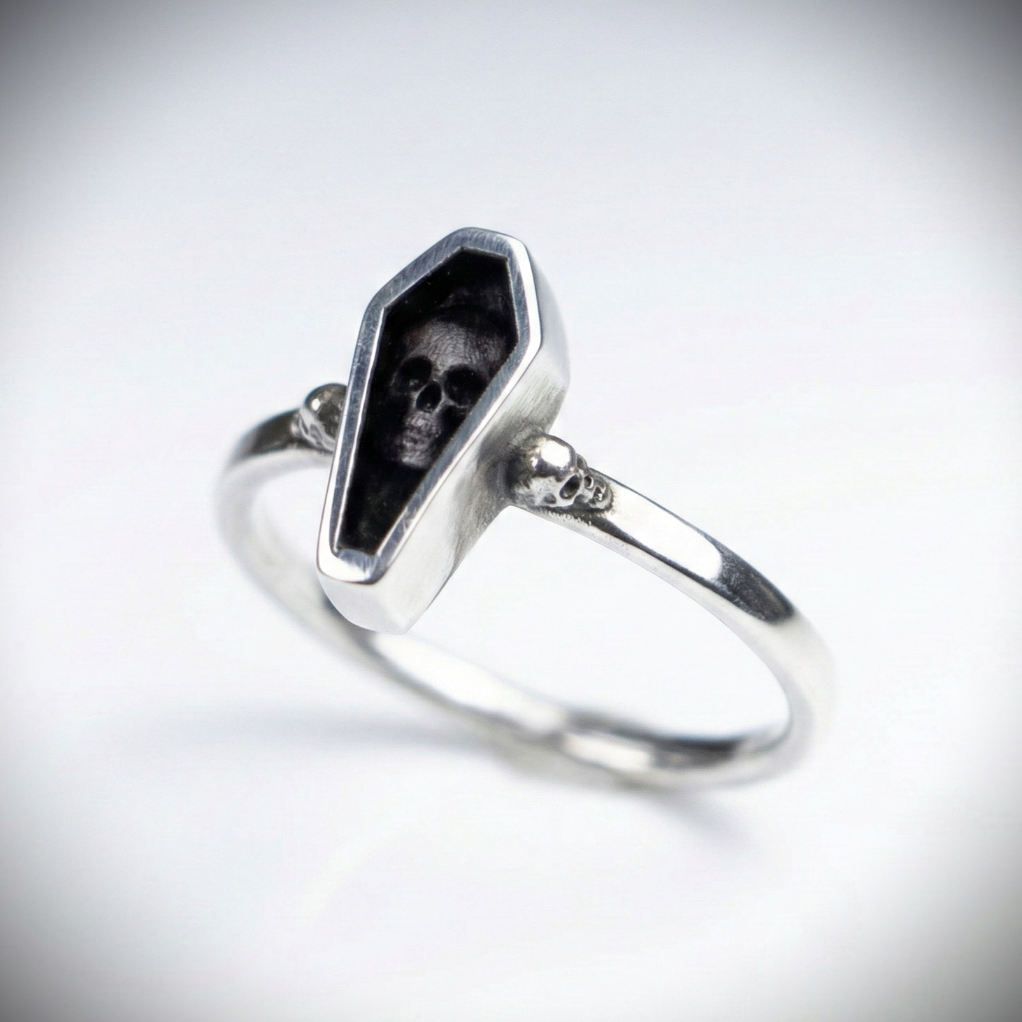 Coffin Skull 925 Silver Black Ring – Moko Art Design