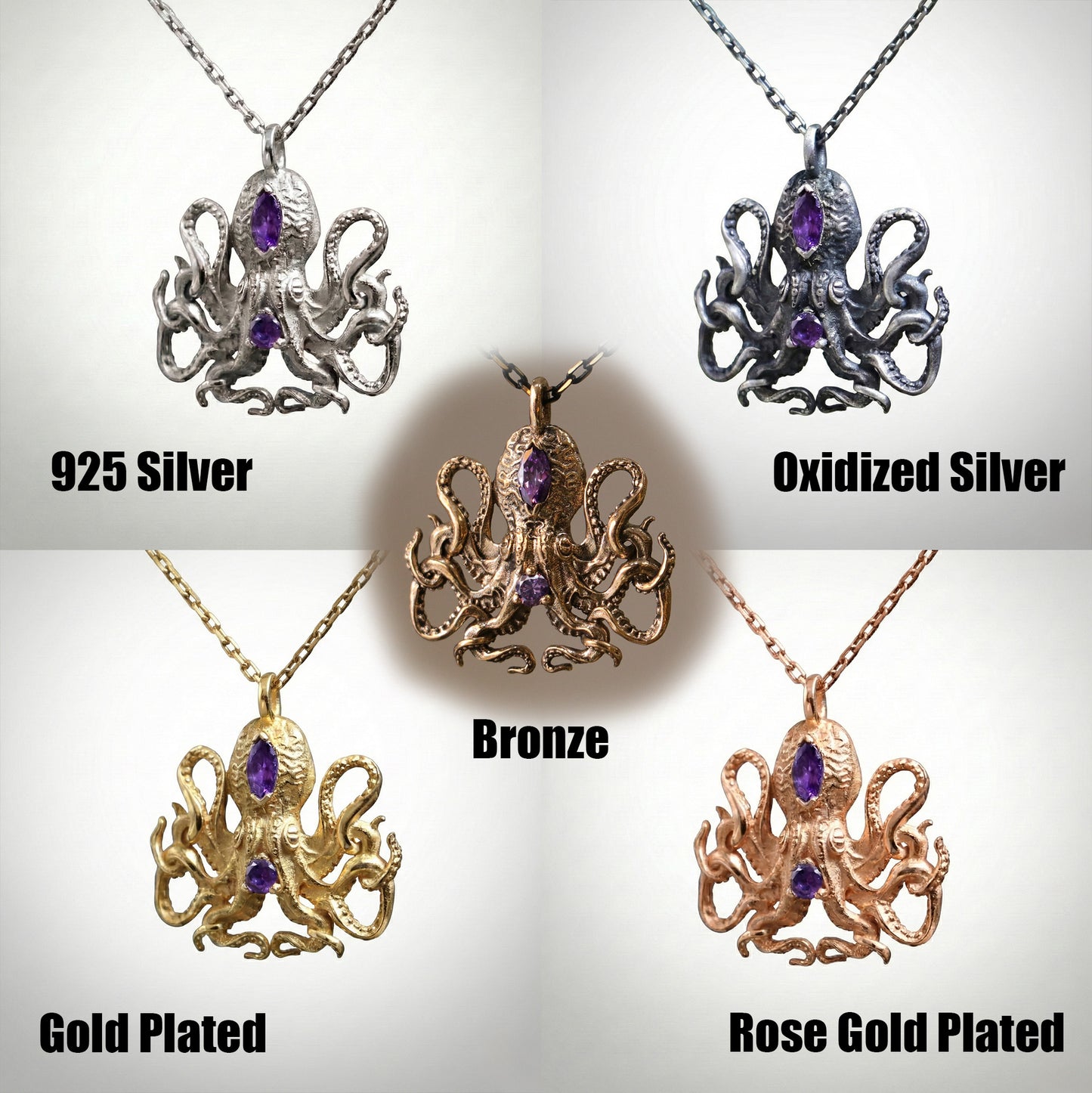 Ahtapot Kolye (Tüm Taş ve Maden Seçenekleri)