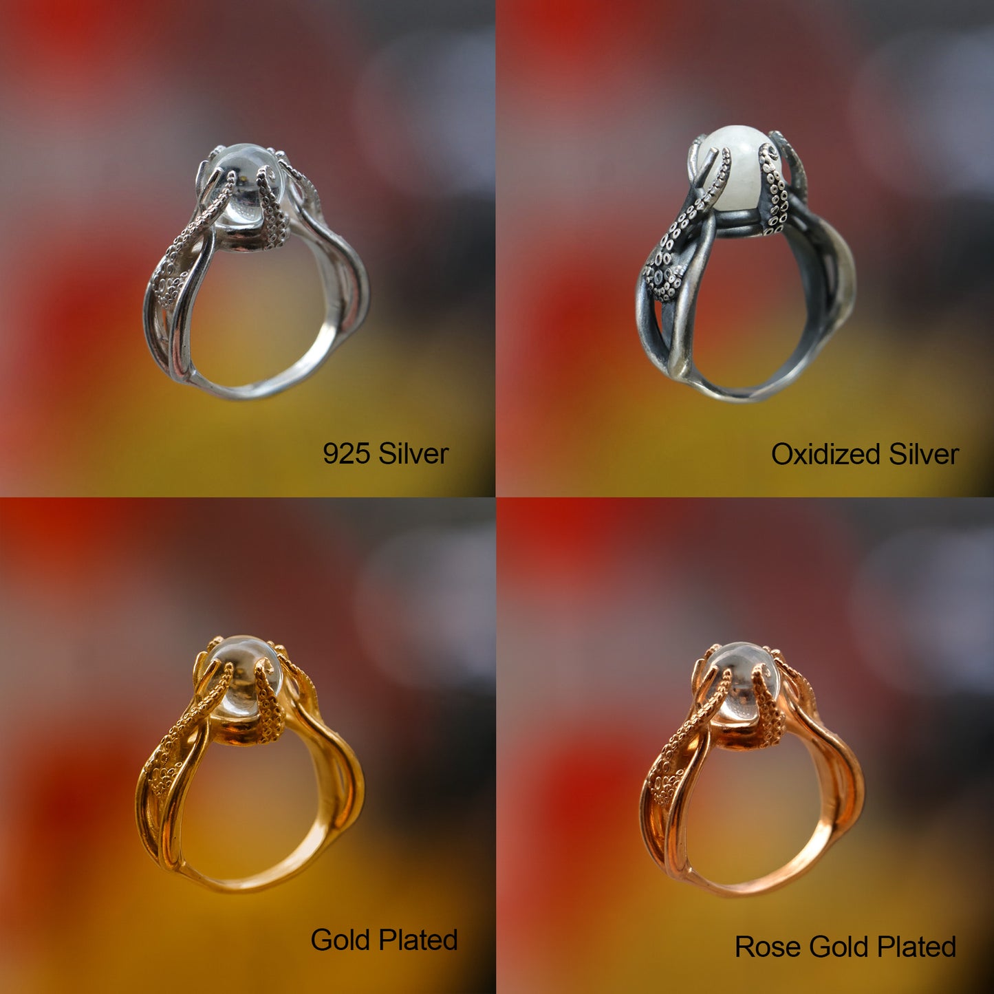 Ahtapot Yüzük (Tüm Taş ve Maden Seçenekleri)