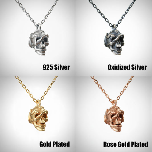 Mini Snake Skull 925 Oxidized Silver Necklace
