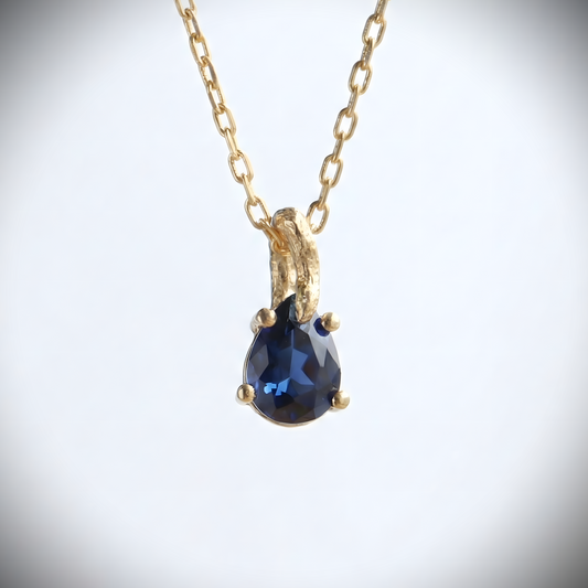 Drop Sapphire Snake Handle 925 Silver Gold Plated Necklace