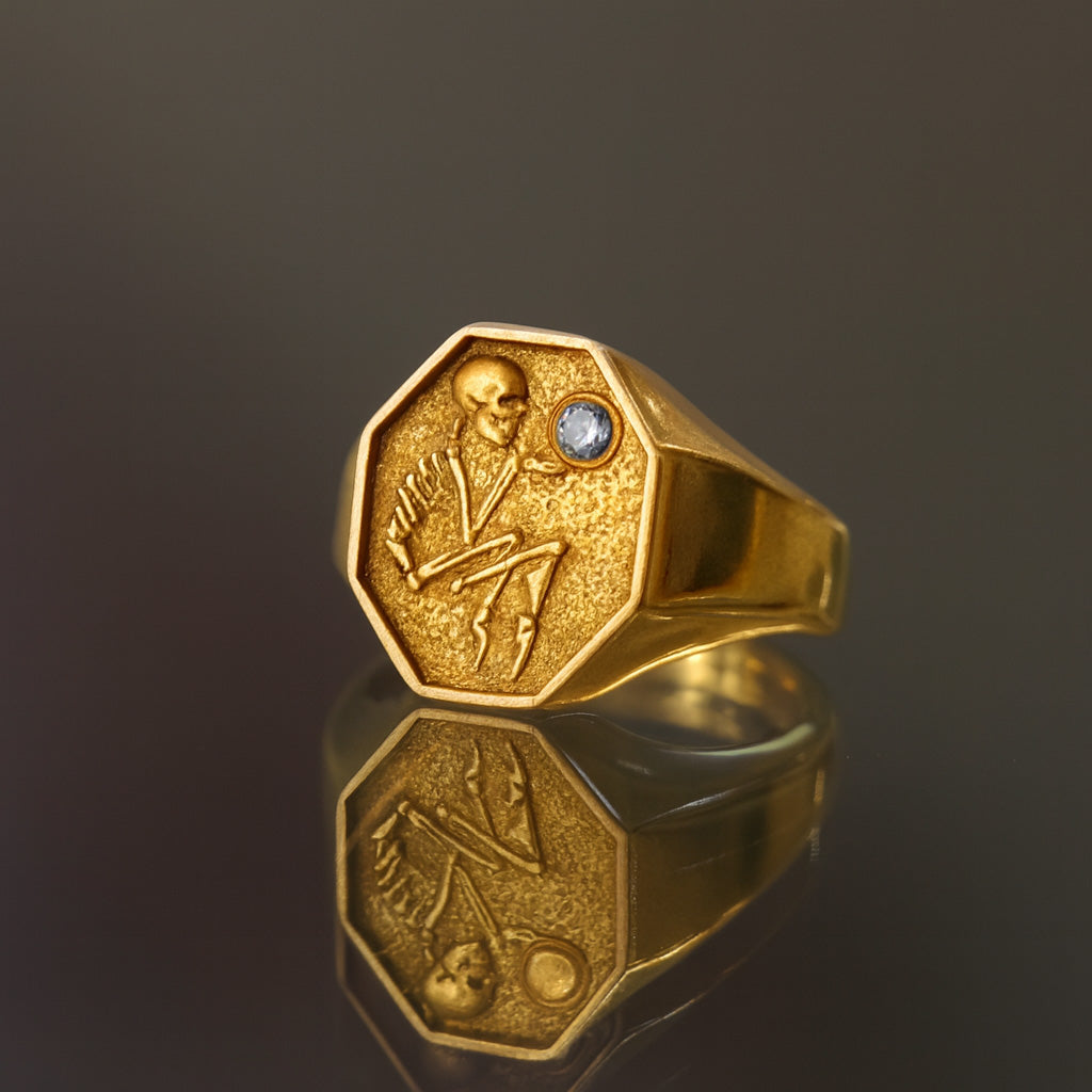 Memento Mori Amethyst Men's 925 Silver Ring