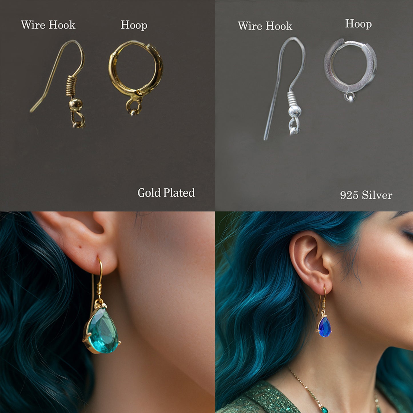 Damla Blue Topaz Küpe Kolye Set