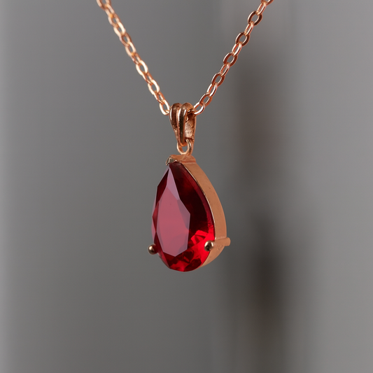 Damla Garnet 925 Gümüş Kolye