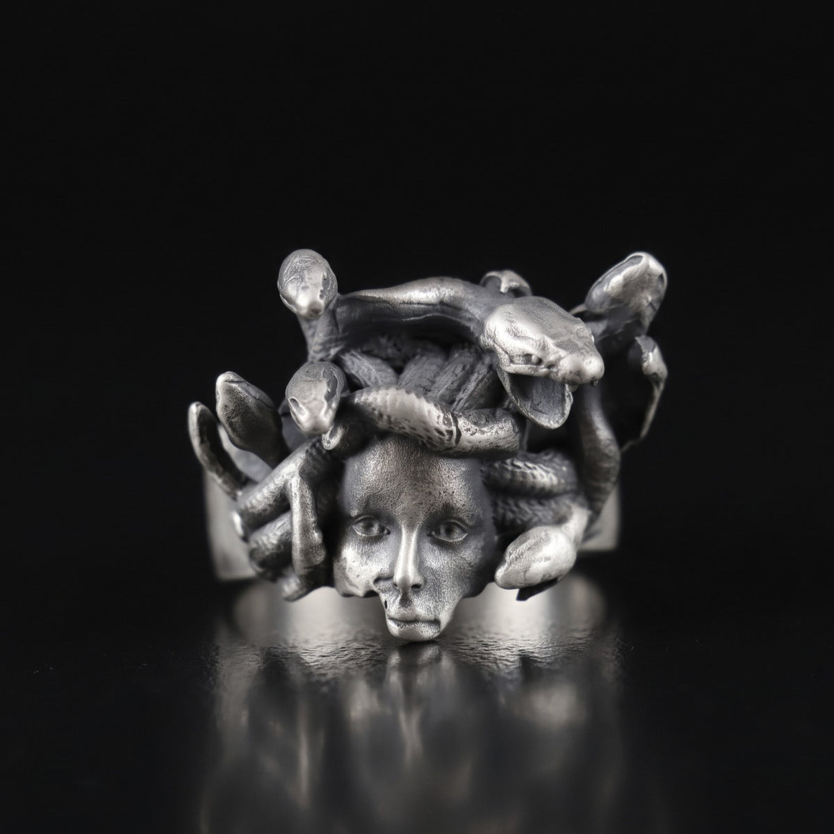 El Yapımı Medusa 925 Gümüş Erkek Yüzük
