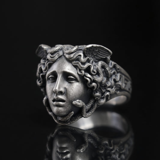 Gorgon Medusa 925 Gümüş Erkek Yüzük