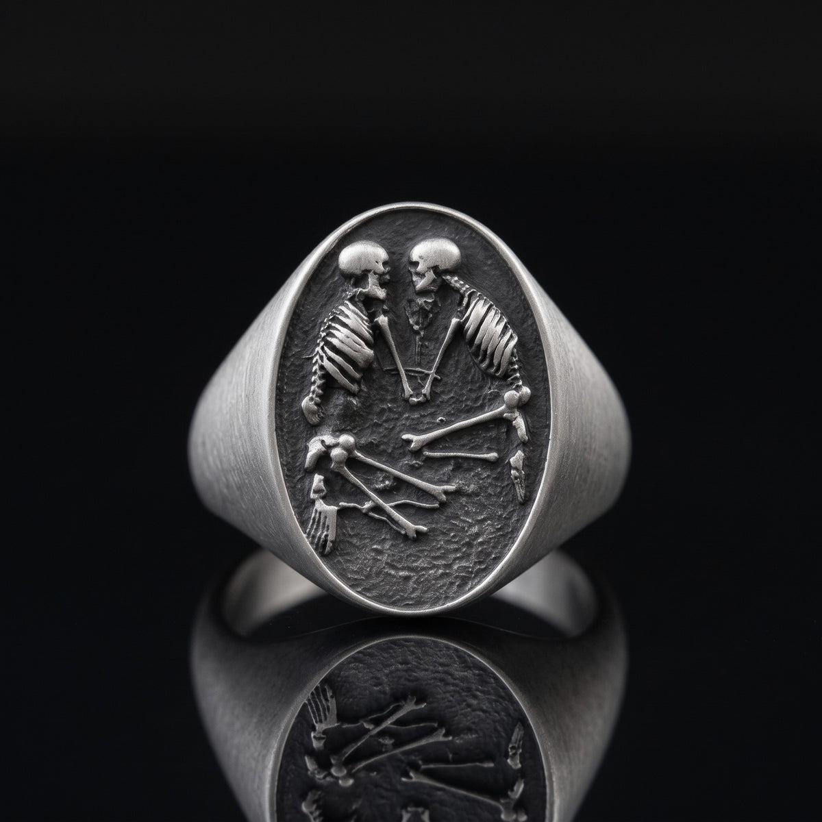 925 Black Silver Owl Men's Ring