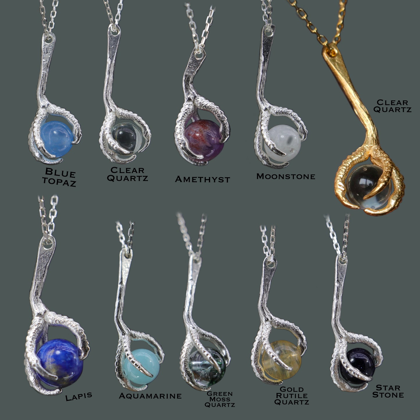 Pençe Ay Taşı 925 Gümüş Kolye