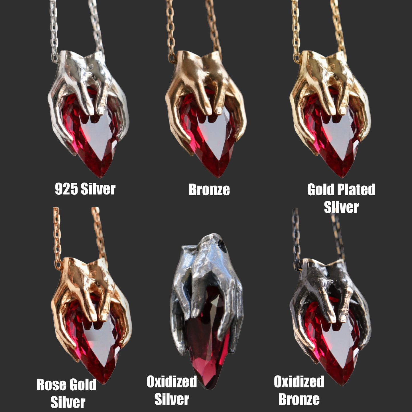 Drop Garnet Stone Palm Necklace