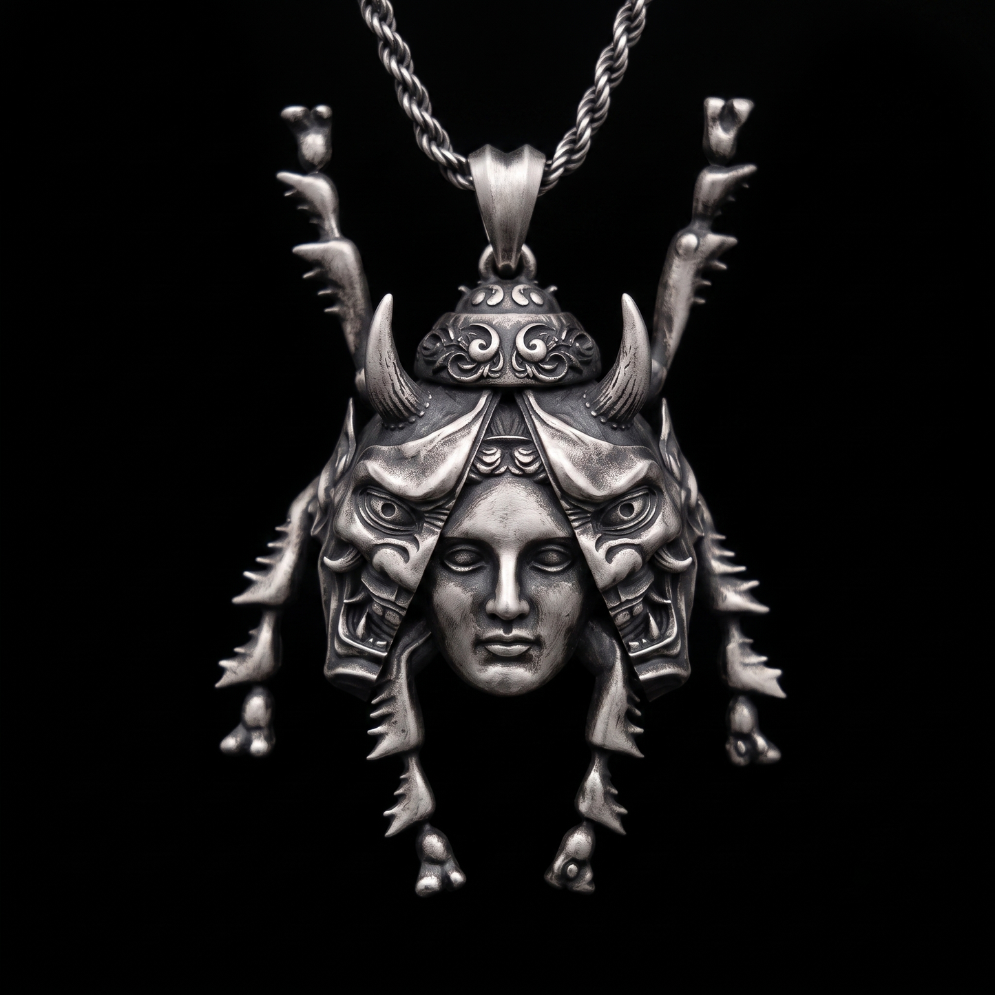 Hannya Mask 925 Gümüş Kolye