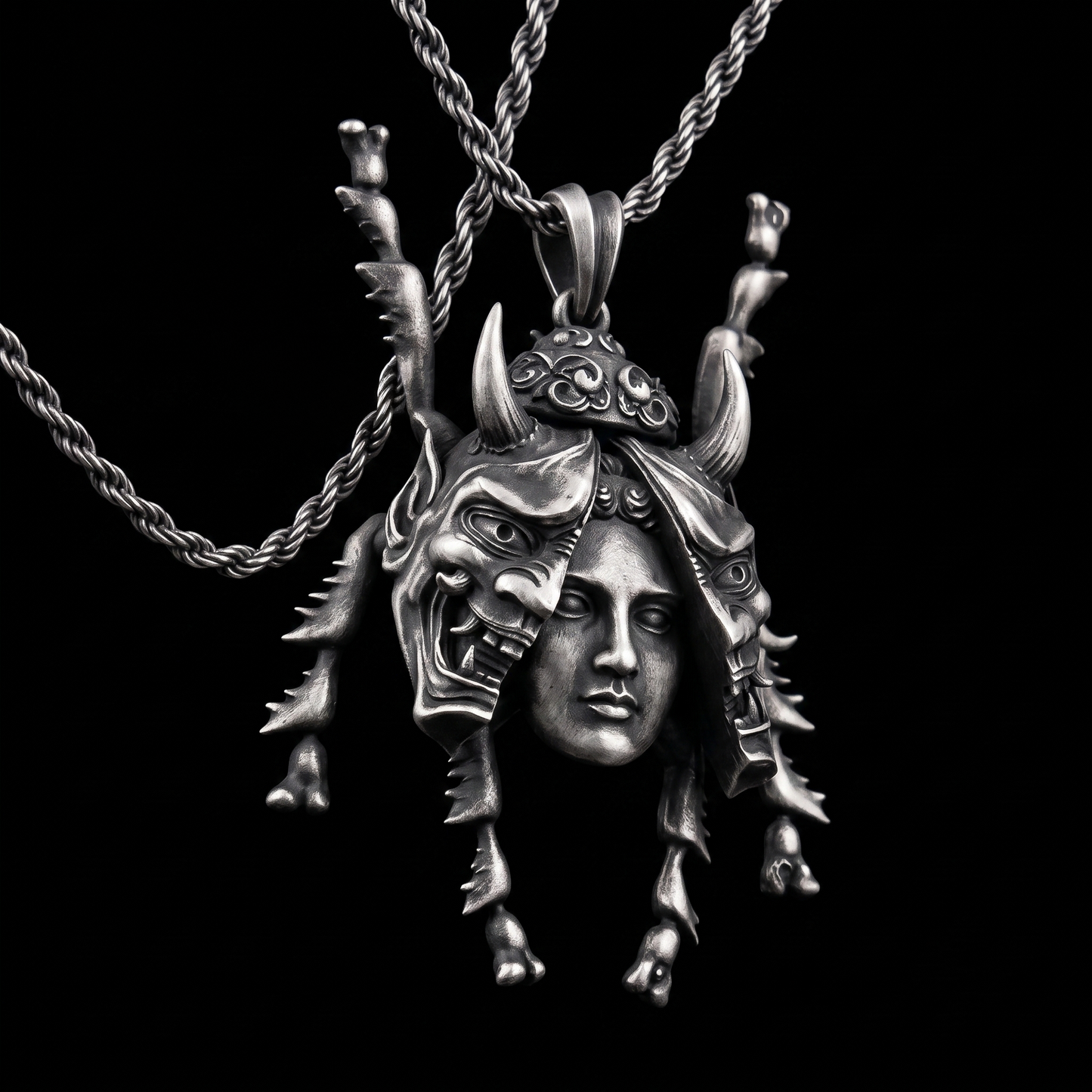 Hannya Mask 925 Gümüş Kolye