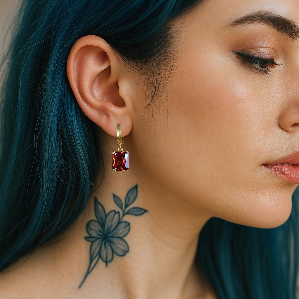 Emerald Taşlı 925 Gümüş Küpe (Tüm Maden ve Taş Seçenekleri)