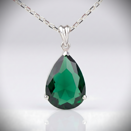 Drop Emerald 925 Silver Necklace