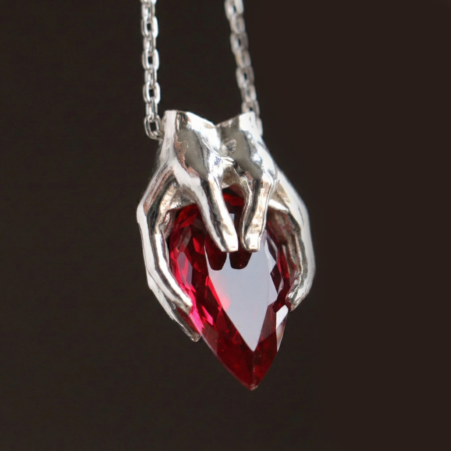 Drop Garnet Stone Palm Necklace