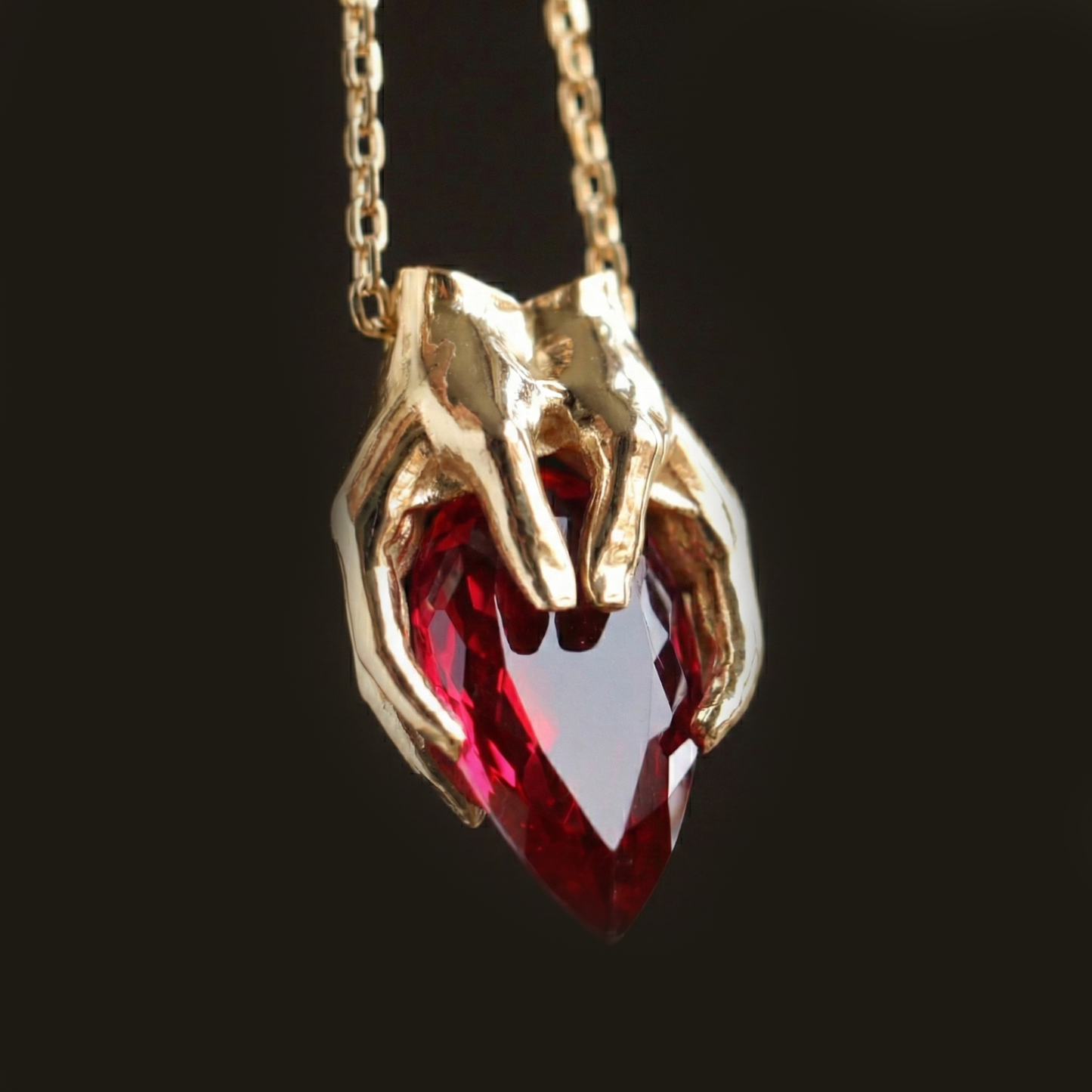 Drop Garnet Stone Palm Necklace