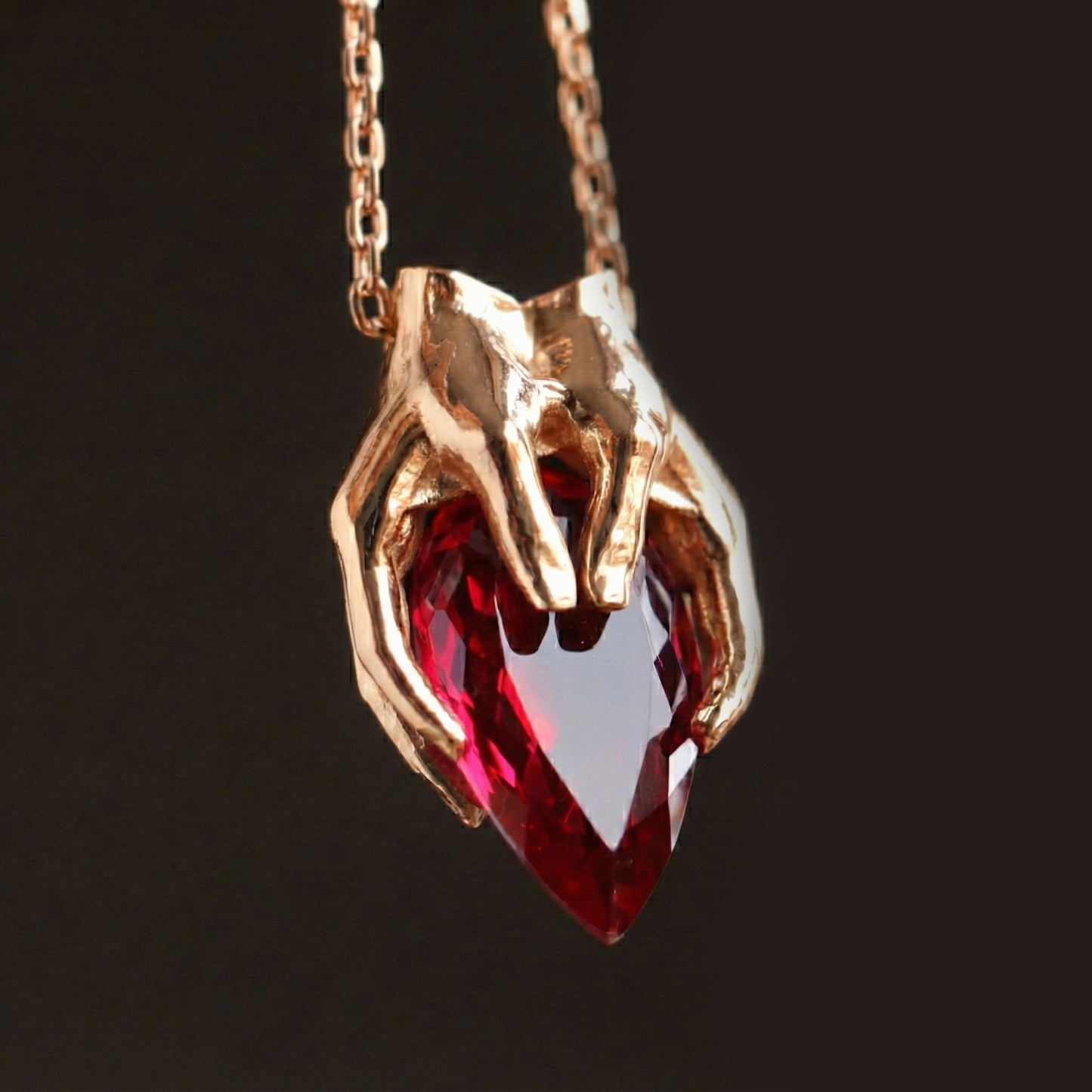 Drop Garnet Stone Palm Necklace