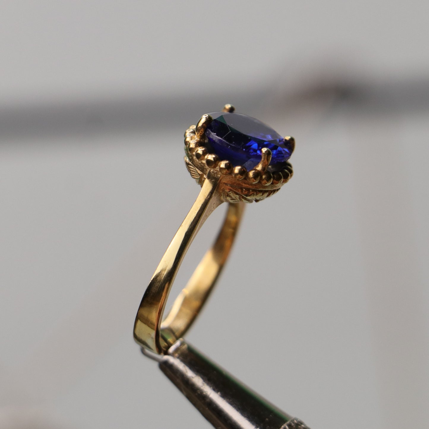 Sapphire Pen Embroidered 925 Silver Ring