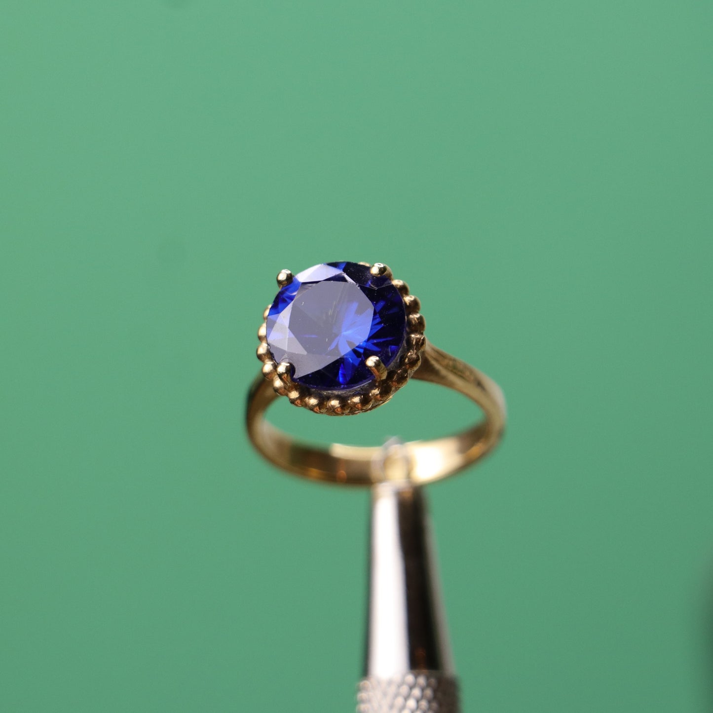 Sapphire Pen Embroidered 925 Silver Ring