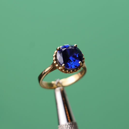 Sapphire Pen Embroidered 925 Silver Ring