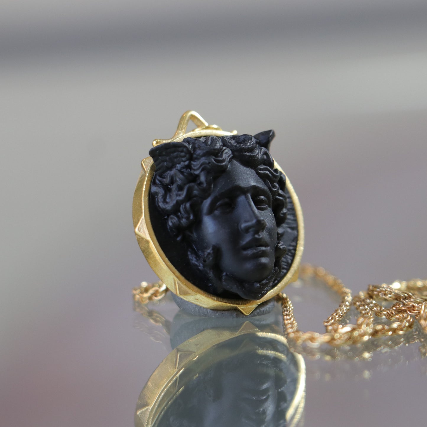 Marble Lion 925 Silver Gold Plated Necklace