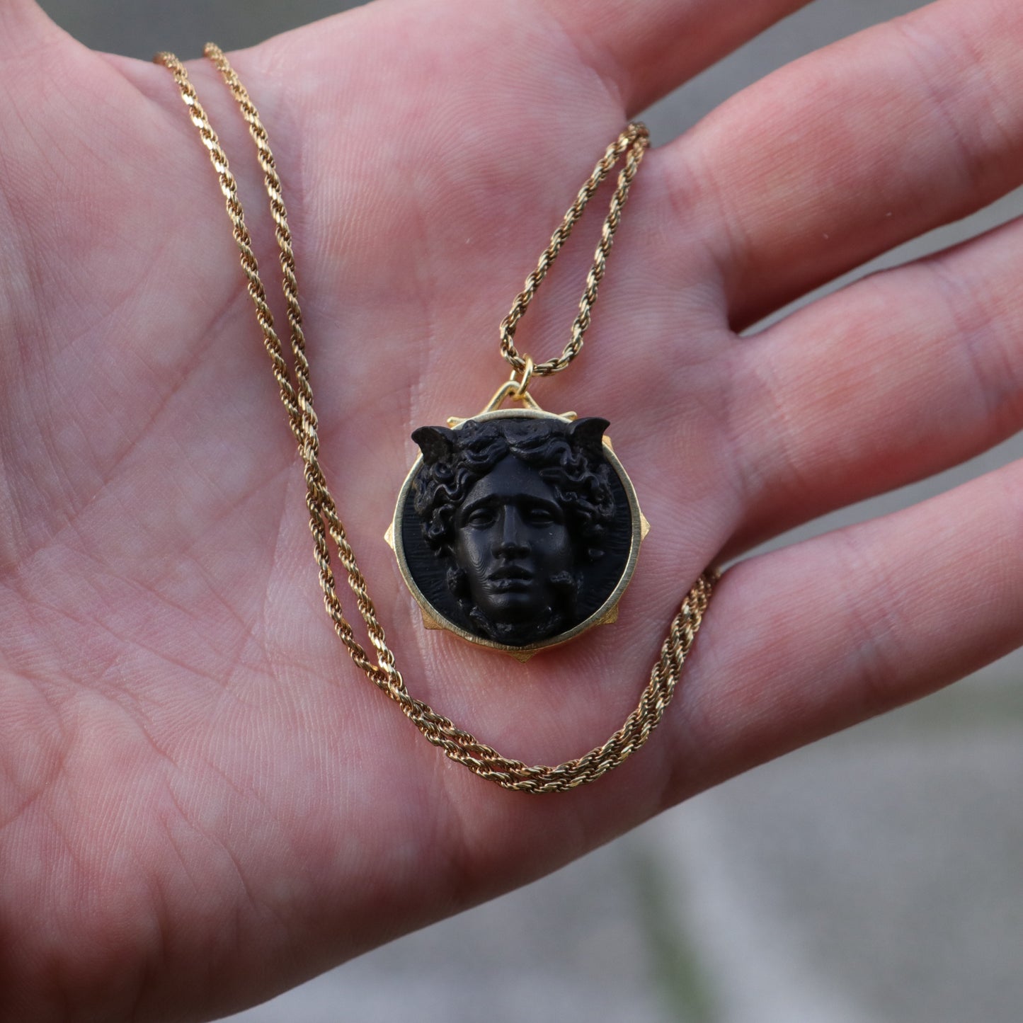 Marble Lion 925 Silver Gold Plated Necklace