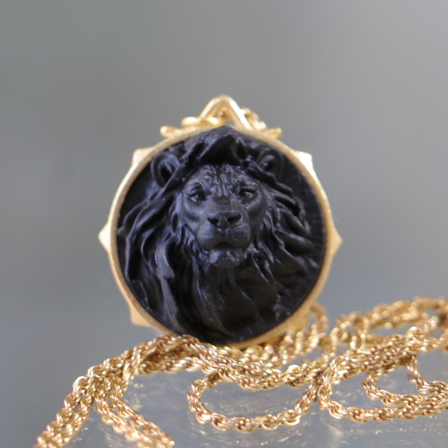 Marble Lion 925 Silver Gold Plated Necklace