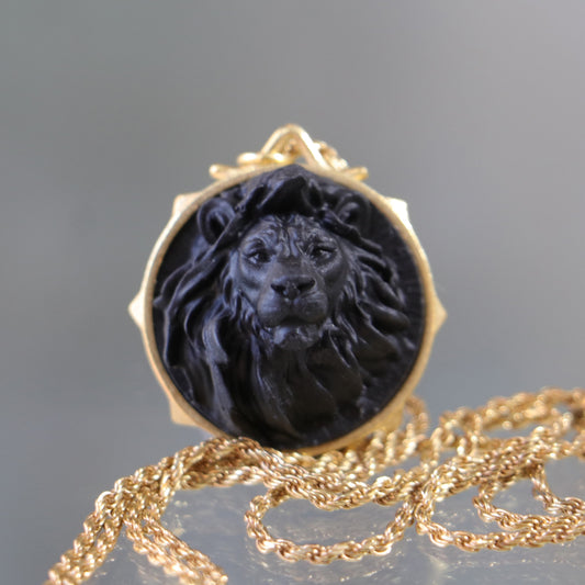 Marble Lion 925 Silver Gold Plated Necklace