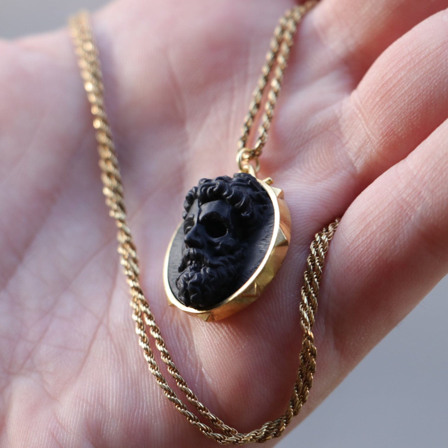 Marble Lion 925 Silver Gold Plated Necklace