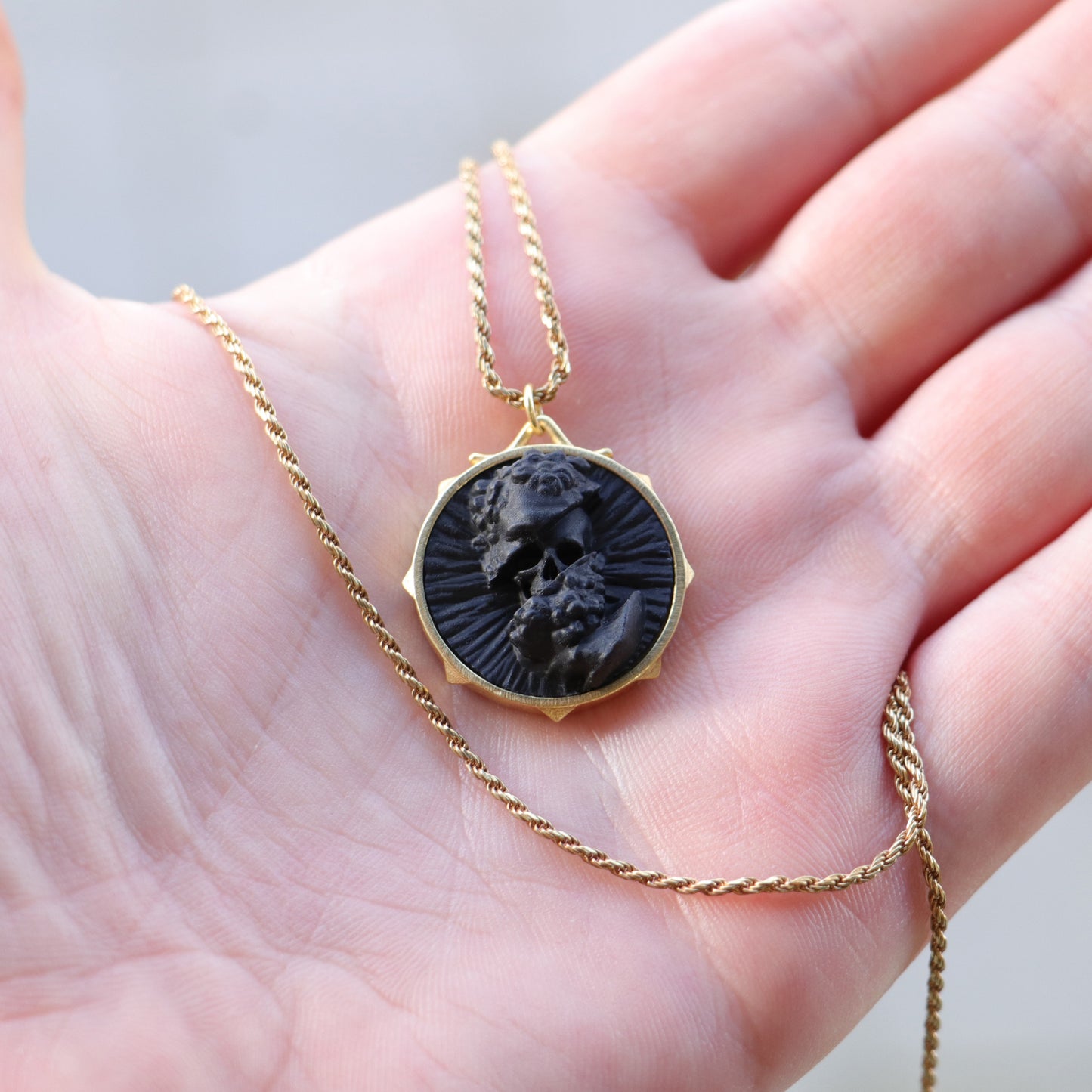 Marble Lion 925 Silver Gold Plated Necklace