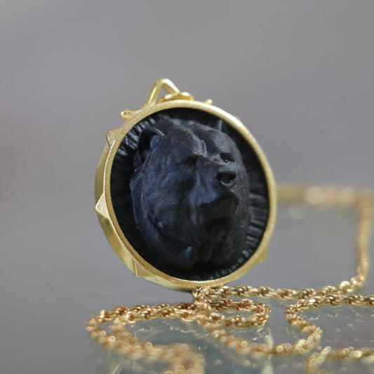 Marble Lion 925 Silver Gold Plated Necklace