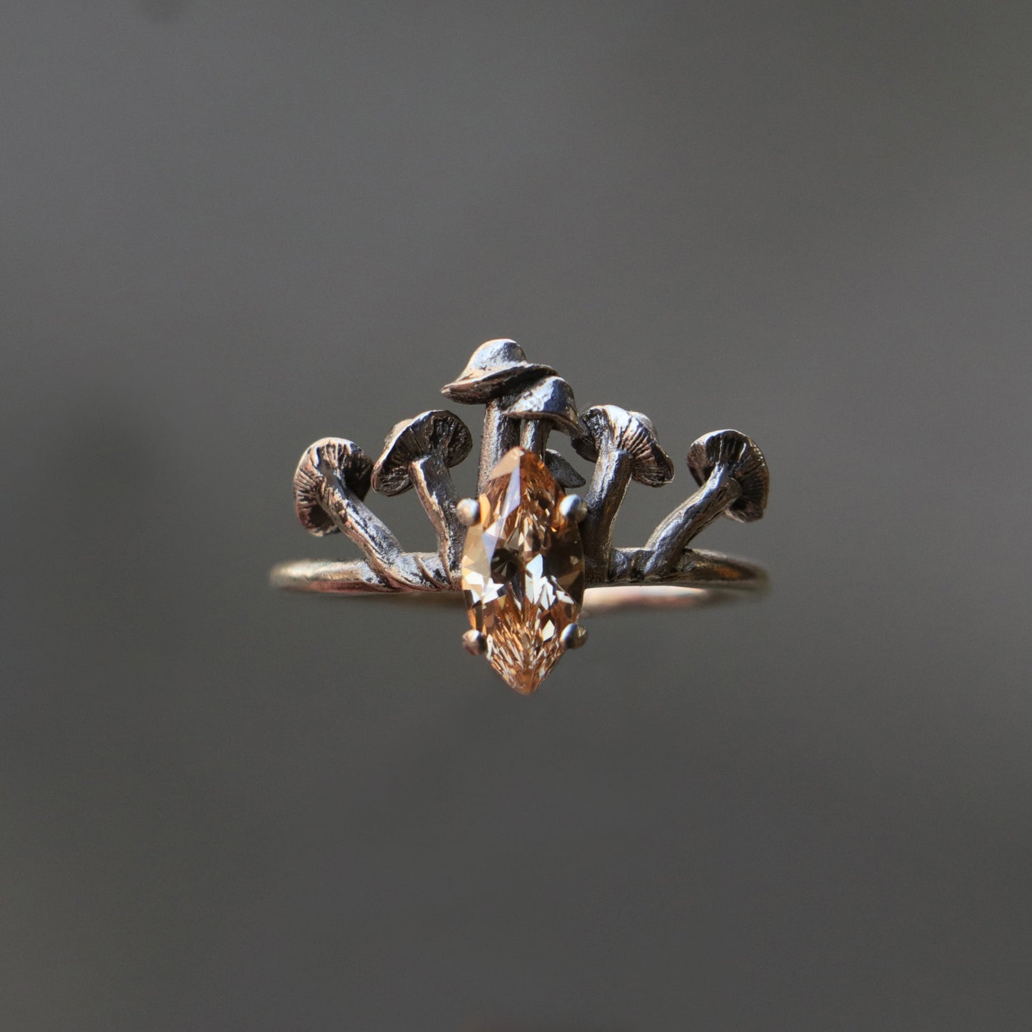 Magic Mushroom Amethyst 925 Silver Ring