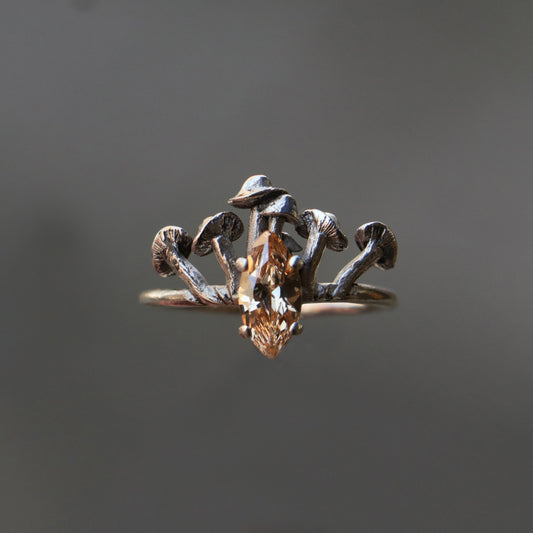 Magic Mushroom Amethyst 925 Silver Ring