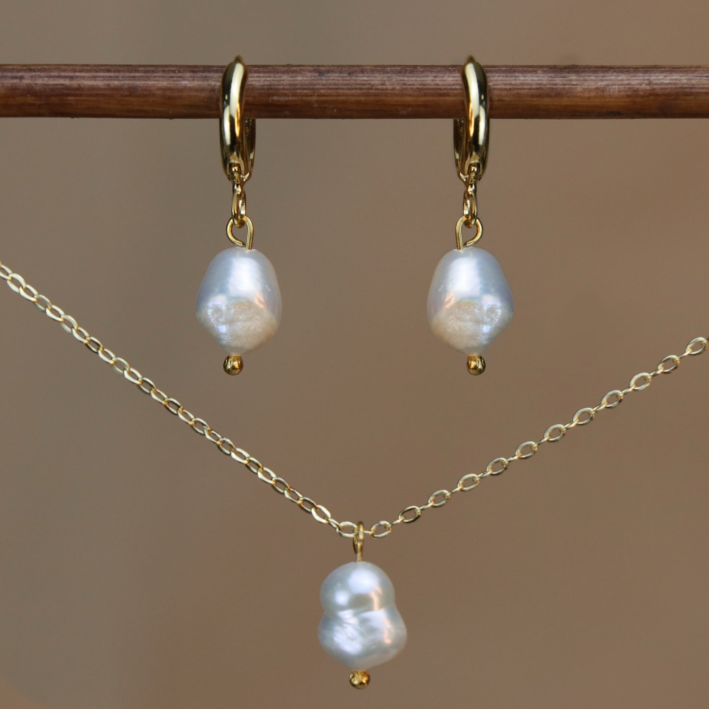 Amorf İnci Küpe Kolye Set