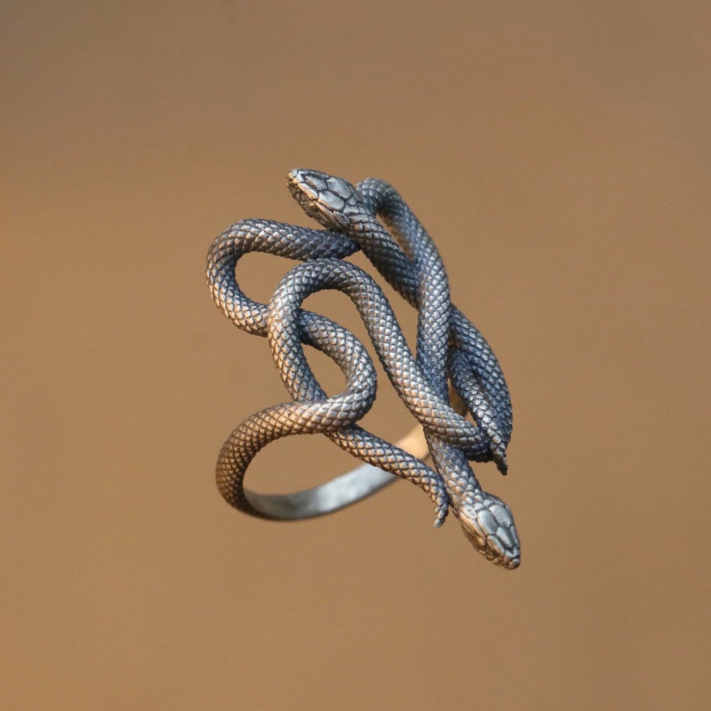 Amber Octopus 925 Silver Ring