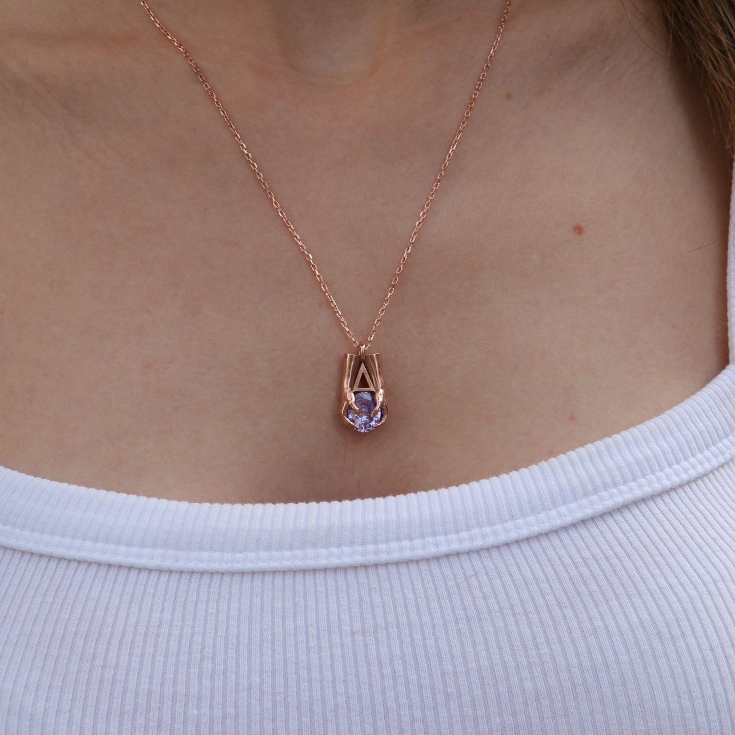 Mini Avuç Üçgen Oval Taşlı Kolye (Tüm Taşlar) 925 Gümüş