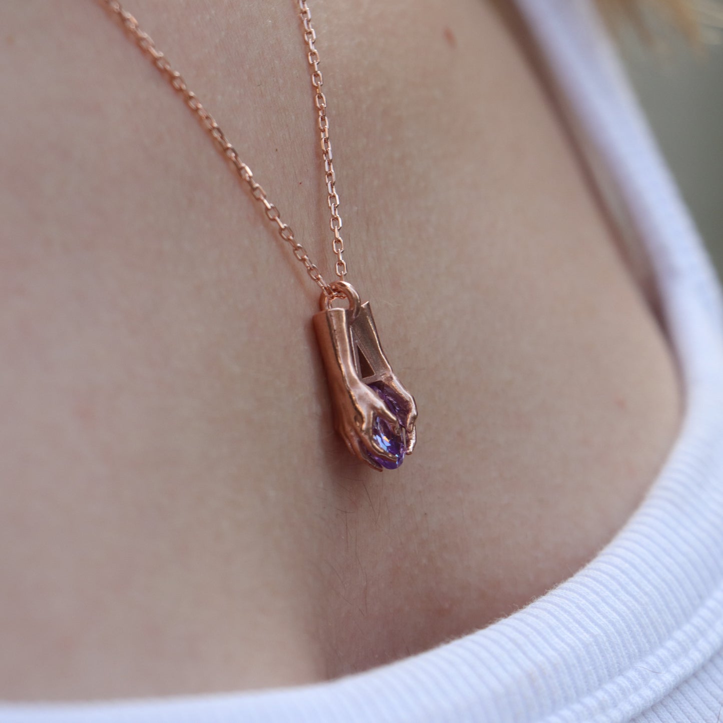 Mini Avuç Üçgen Oval Taşlı Kolye (Tüm Taşlar) 925 Gümüş