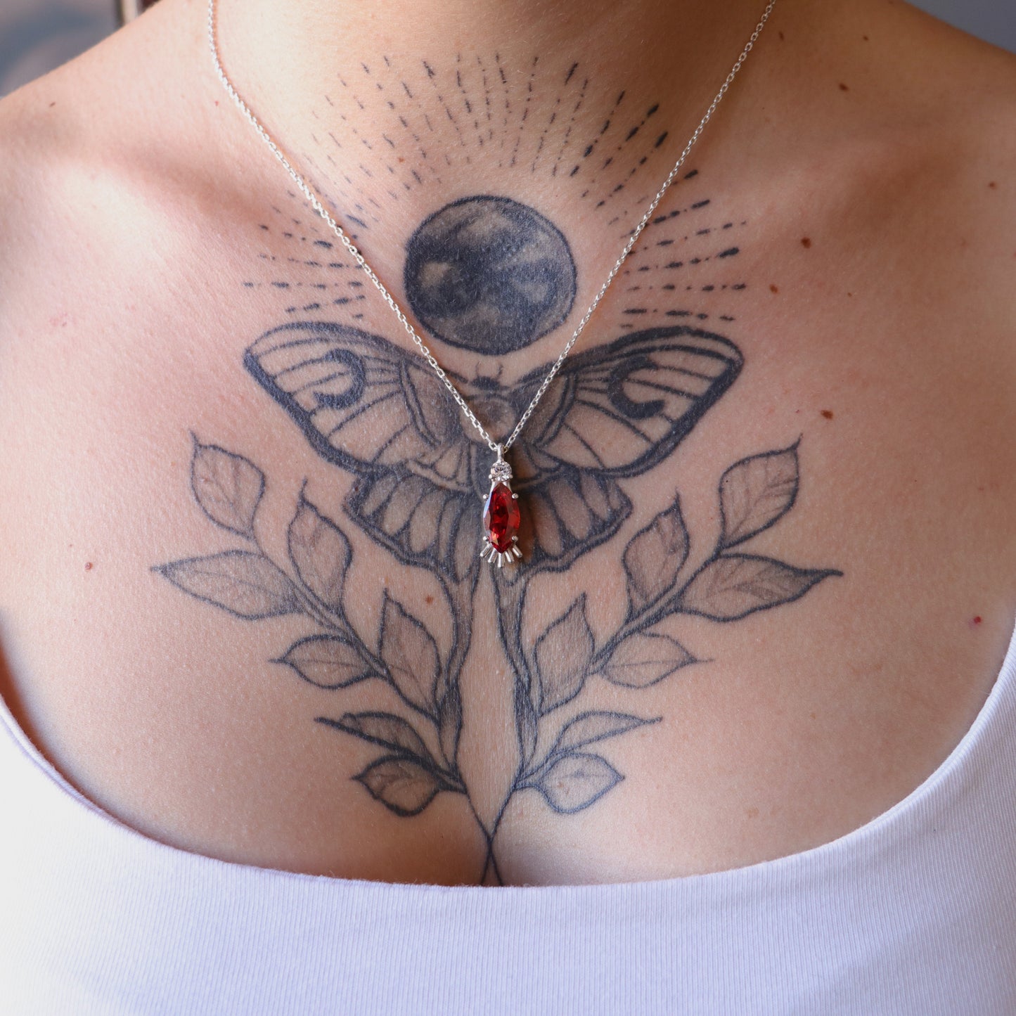 Marquise Peridot and Moissanite 925 Silver Necklace