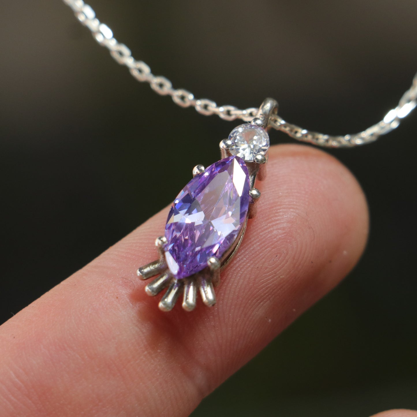 Marquise Peridot and Moissanite 925 Silver Necklace