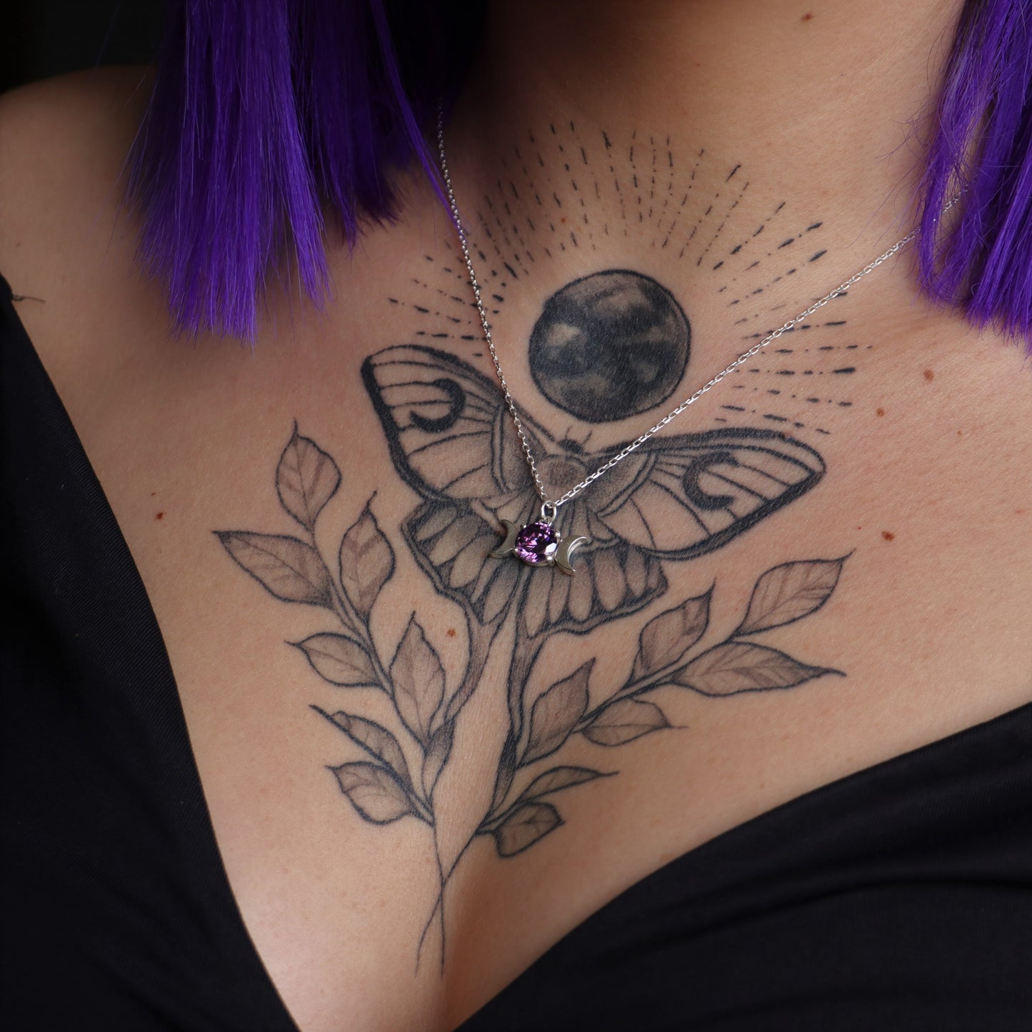 Moon Goddess Pink Quartz 925 Silver Necklace