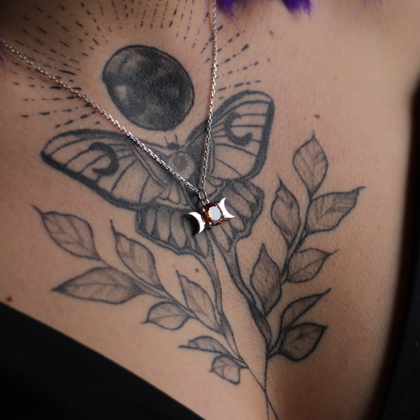 Moon Goddess Pink Quartz 925 Silver Necklace