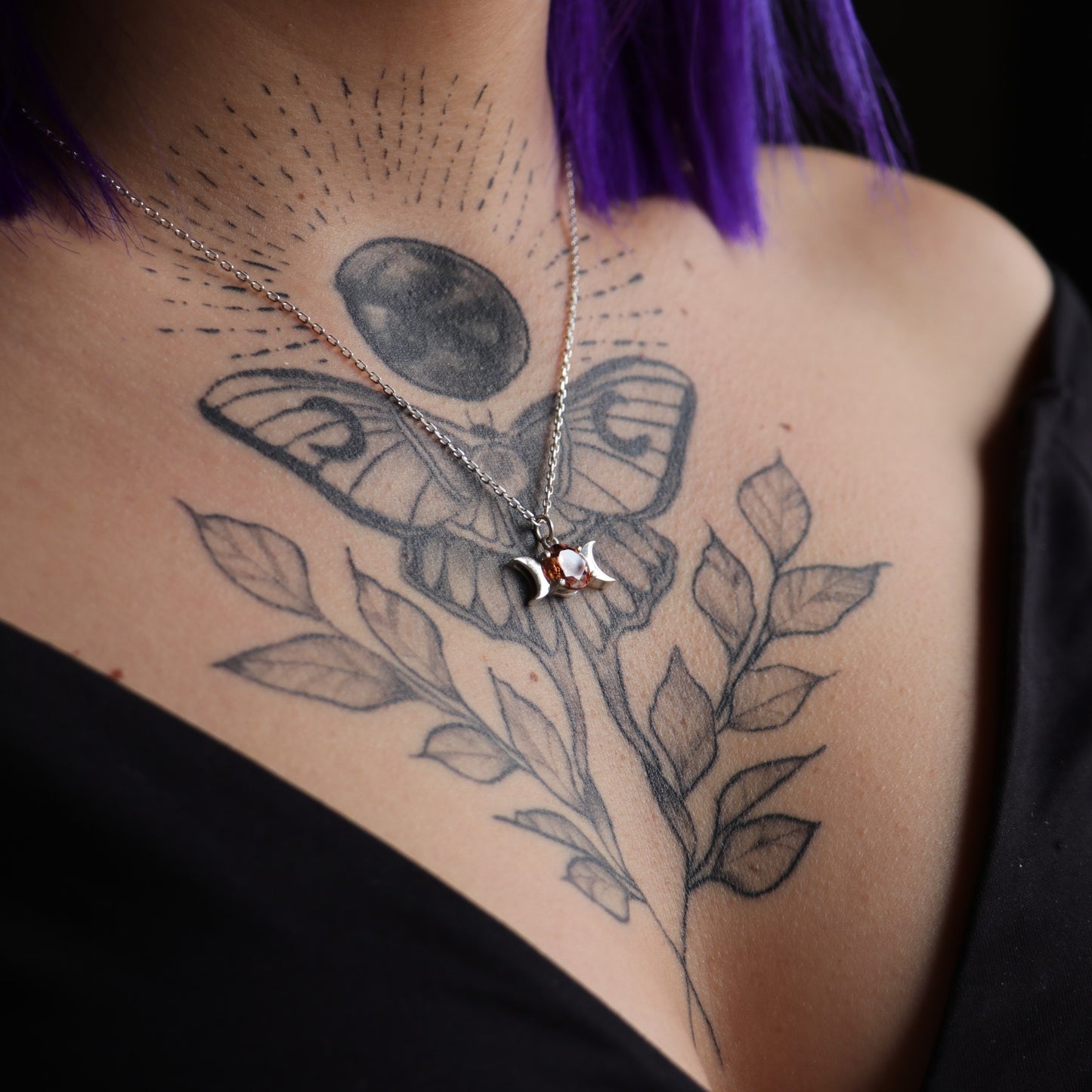 Moon Goddess Pink Quartz 925 Silver Necklace