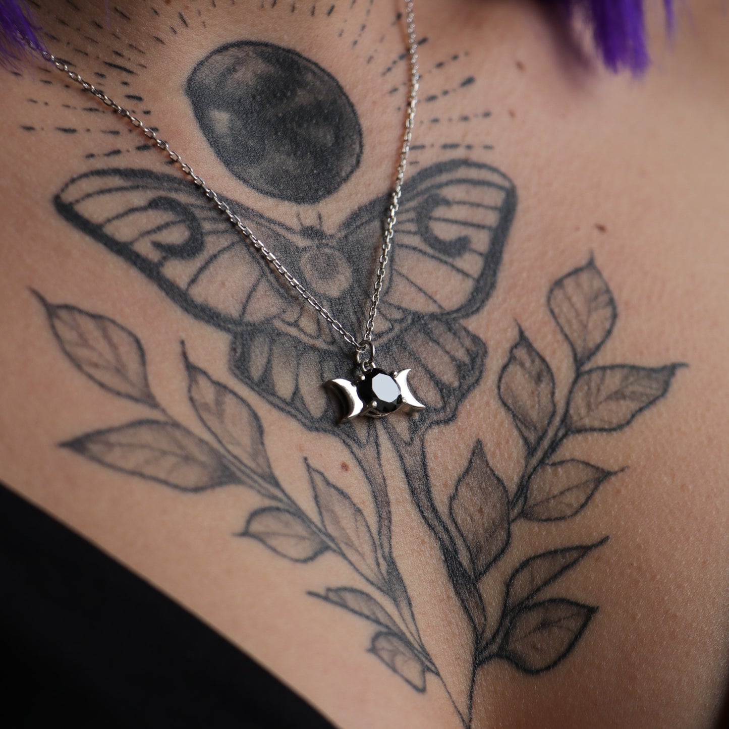 Moon Goddess Pink Quartz 925 Silver Necklace