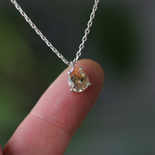 Minimal Damla Sitrin 925 Gümüş Kolye