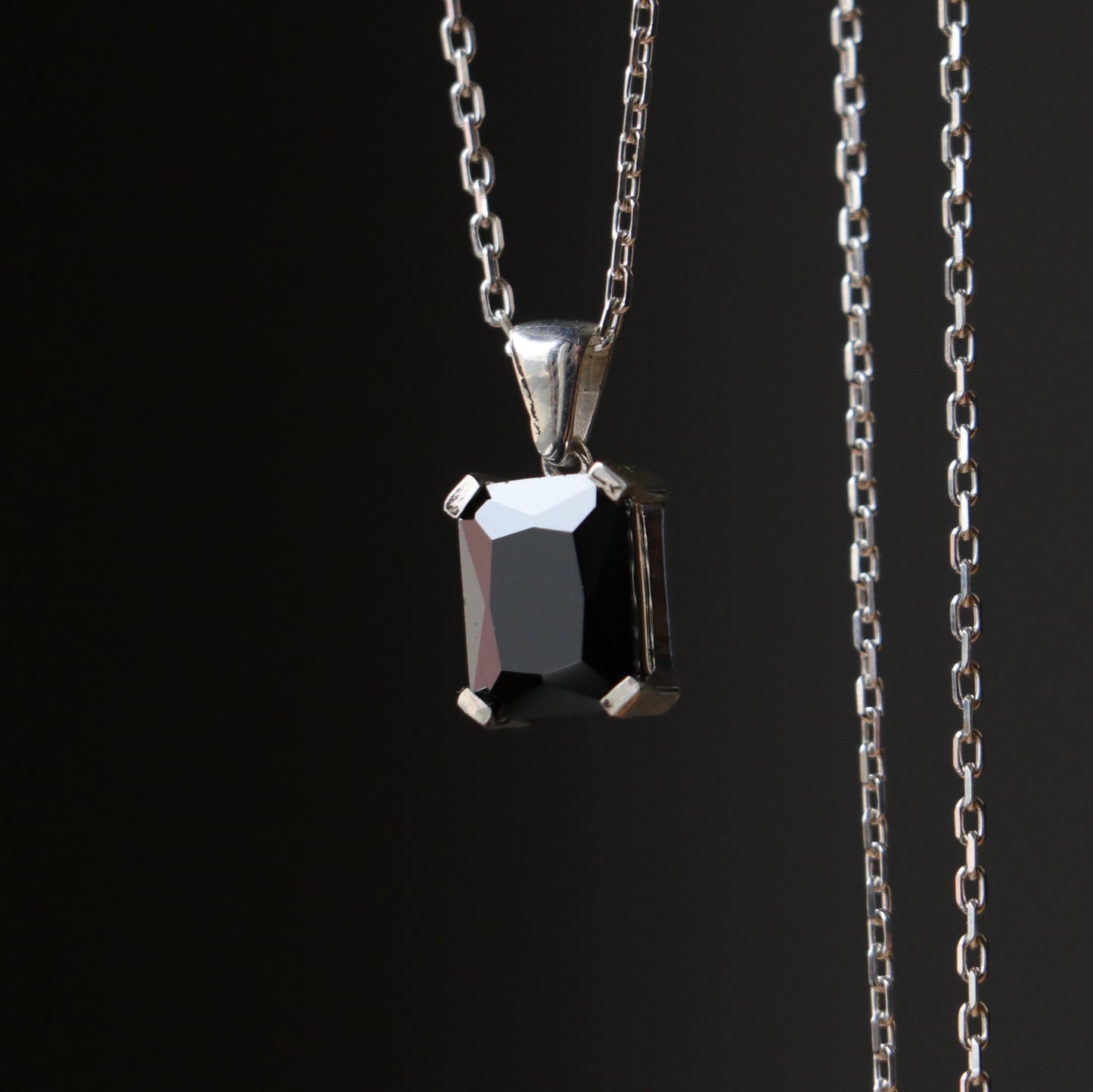 Emerald Cut Garnet 925 Silver Necklace