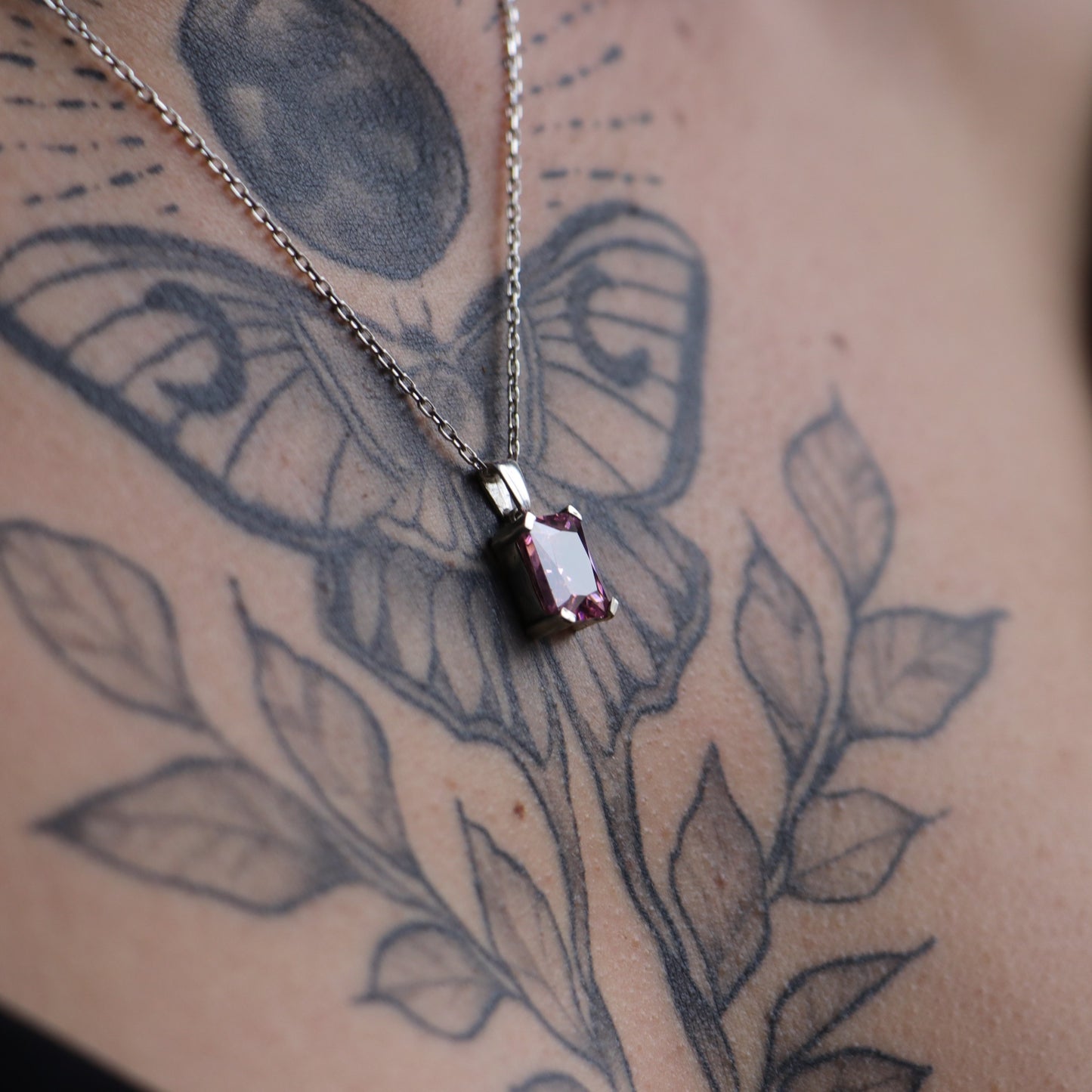 Emerald Cut Garnet 925 Silver Necklace