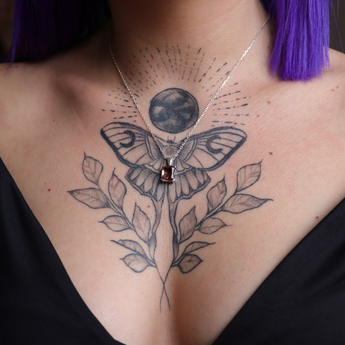 Emerald Cut Garnet 925 Silver Necklace