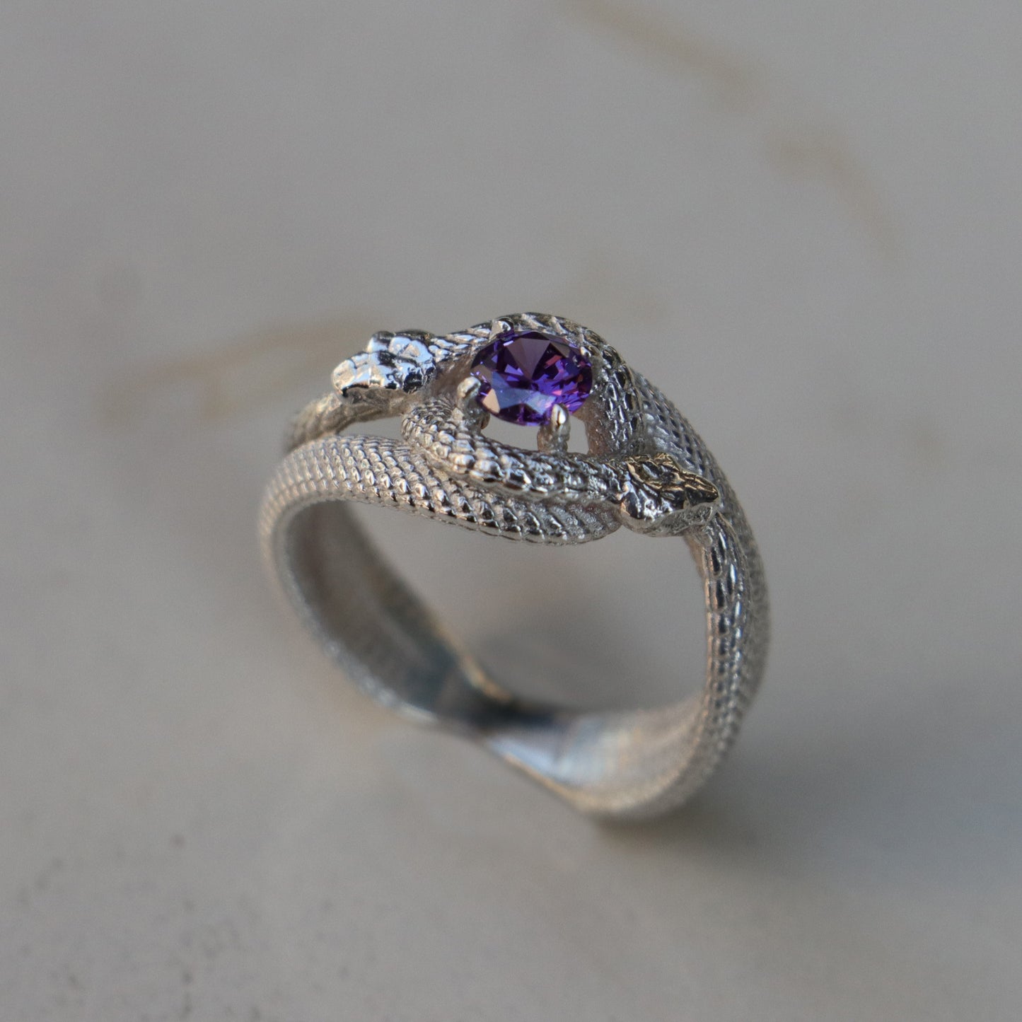 Tanzanite Ouroboros 925 Silver Gold Plated Ring